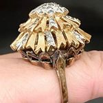 Vintage STER SHANK Signed Sterling Silver over Gold CZ Cocktail Ring Size 6 Photo 6