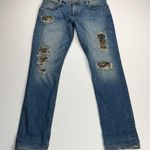 True Religion Audrey Slim Boyfriend Distresed Gold Sequin Inset Jeans Size 26 Blue Photo 2