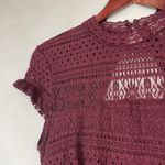 Foxiedox Burgundy Wine Lace Keyhole Back Stretch Ruffle Dress Women's Size S NEW Photo 5