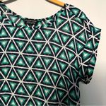 PaperMoon  for StitchFix Navy Blue Green White Semi Sheer Blouse Top Size XS P Photo 2