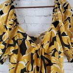 Who What Wear  Yellow Floral Linen Dress XL Photo 4