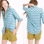 J.Crew  Boy Shirt Green Blue Plaid Button Front Preppy Fall Hayride Farm Photo 1