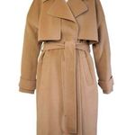 Diane Von Furstenberg  Belted Trench Coat Camel Wool Women’s Size M $998 Photo 0