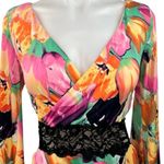 Honey Punch Multicolor V Neck Lace Cutout Waist Long Sleeve Mini Dress Size S Photo 2