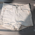 American Eagle Womens  White Denim Cuffed Shorts Size 4‎ Photo 0