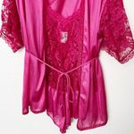 [Vintage] 80s Undercover Wear Pink Floral Lace Lingerie Teddy & Robe Sz Small S Photo 12