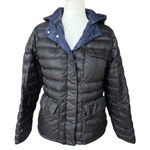 Athleta Black/Blue Puffer Jacket Women's Size M Removeable Hood Inside Pockets Photo 0