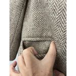Vintage Women’s Chevron Tweed 100 Percent Wool Beige Blazer One Button Closure Brown Size M Photo 4