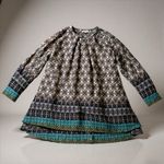 Umgee Brown and White Pleated Midi Dress with Long Sleeves Photo 1