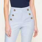 LOFT Outlet Petite Striped Button Fly Sailor Pants Women's Size 2P Blue White Photo 0