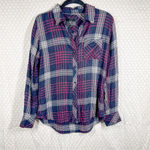 Rails Plaid Hunter Indigo Merlot Button Down Flannel Top Photo 1
