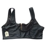 None Black Zipper Front Y2K VTG 90s 2000s Coquette Retro Swimwear Bikini Top Medium Photo 3