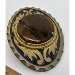 Western Belt Buckle Black & Brown Agate Vintage Cowboy 60's Silver and goldtone Photo 8