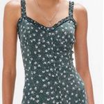 Urban Outfitters Floral Ruffle Button-Front Green Romper Photo 1
