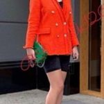 ZARA  Tweed Weave Jeweled Buttons Blazer Jacket Orange Size XS NEW Photo 8