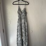 Hanalulu Wahine Navy White Floral Maxi Dress Med Rayon Strappy‎ Vacation Photo 4