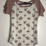 Mauve pink sleeves and floral tight fitting large shirt Photo 0