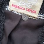 Rebecca Taylor  Blazer Fringe Hem Black Lamb Trim Peplum Jacket Striped 4 Photo 7