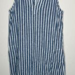 Beach Lunch Lounge Blue White Stripe Sleeveless Linen Cotton V Neck Sz M Size M Photo 0