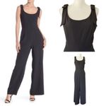Julia Jordan  Black Sleeveless Wide Leg‎ Scoop Neck Jumpsuit Bow Shoulder Size 6 Photo 6