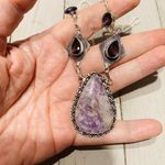 Handmade Lepidolite Amethyst Sterling Silver Necklace Photo 2