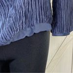 Vintage Pierre Labiche Plisse Satin Scrunch Pleated Puff Sleeve Blouse Blue 16 Blue Photo 6