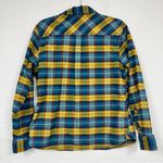 LL Bean Yellow Blue Plaid Button Down Shirt Womens L Casual Classic Flannel Fall Size L Photo 7
