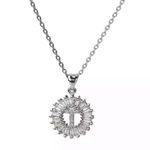 Initial “T” Rhinestone Charm Necklace Silver Photo 0