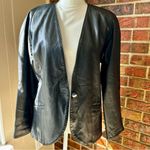Kanar Black Leather Single Button Blazer Suit Style Vintage 80s Jacket Clubbing Size undefined Photo 7