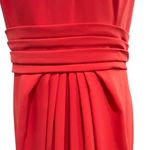 THEIA Coral Draped Halter Jeweled Neckline Lightweight Crepe Gown Ruched Size 12 Orange Photo 8