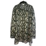 Notations Woman Burnout Gold & Black Metallic Floral Print Button Down Blouse Photo 1