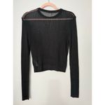 Free People H2O Crew Pullover Sheer Garage Grunge Knit Top Black Small Photo 2