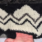 Velvet by Graham & Spencer Black White Patterned Open Front Fringe Cardigan L Size L Photo 5