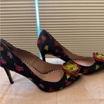 Betsey Johnson  Black Floral Heels with Green Accents Photo 2