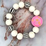 Mom Club Retro Pink Charm Keychain Wristlet Photo 1