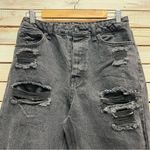 No Boundaries  Distressed Black Button Fly High Rise Straight Grunge 90s Jeans 9 Photo 4
