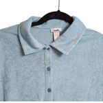 ANDIE NWT Cropped Button Up Blue CABLU Textured Collared Short Sleeve Shirt S Photo 1