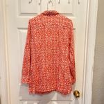 Charter Club Linen Blend Tunic Shirt Womens Size 14 Red White Floral Print Photo 4