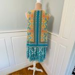 Hemant & Nandita Moana Dress 100% Silk Tiered Shift Mini Tassel Sequins Small Blue Photo 5