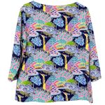J. McLaughlin Wavesong Top Paradise Peacock Print Size XL 3/4 Sleeves Photo 1