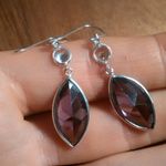 Simulated Purple and White Diamond Sterling Silver Dangle Earrings Photo 8