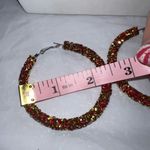 Red and Gold Chunky Sparkle Hoop Earrings Photo 7
