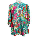 Umgee  Floral Long Sleeve Babydoll Tunic Top Size Medium Boho Peasant Photo 4