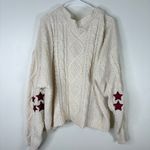 Taylor Swift  Taylor’s Version Red Cream Star Cardigan Cable Knit Sweater M/L Photo 3