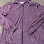 Market & Spruce Plush soft Purple Hooded Zip-Up Sweater Photo 0