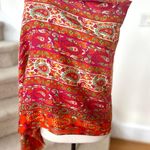 Orange Pink Green Paisley Print Shawl Wrap Scarf Photo 0
