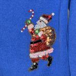 CB Career Blue Santa Snowflake Beaded Christmas Cardigan Sweater Holiday Women L Size L Photo 3
