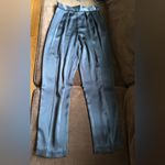 Black No Tag Satin Straight Leg Pleated In Front Elastic Waist Dress Pants Sz 8 Photo 0