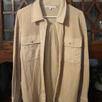English Factory  Tan Ribbed Collared Button Up Shirt Jacket Shacket Medium Photo 0
