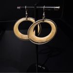 Vintage lucite cream/gold double hoop earrings Gold Photo 15